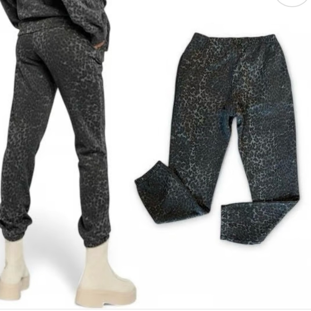 RAGDOLL LA Anthracite Leopard Print Joggers Size Medium NWT
